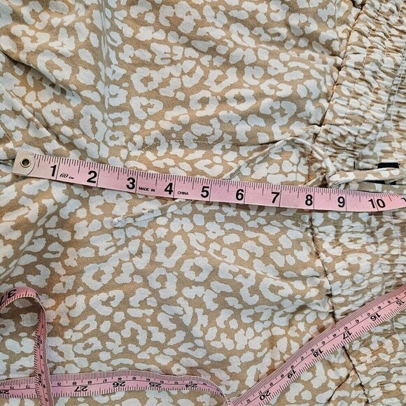 J. Crew Womens Cheeta Print Pants Size 10 Pull On Linen Cotton Blend Tan White - Picture 8 of 10